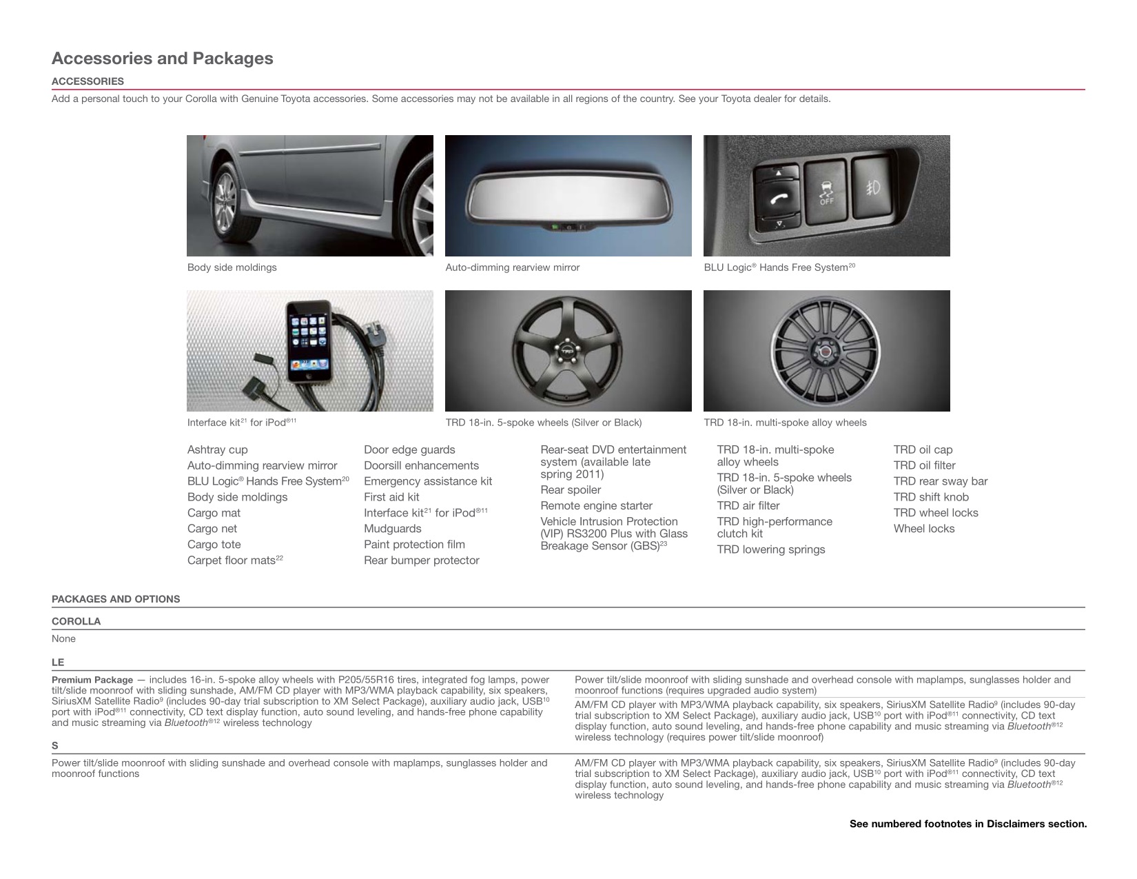 2011 Toyota Corolla Brochure Page 1